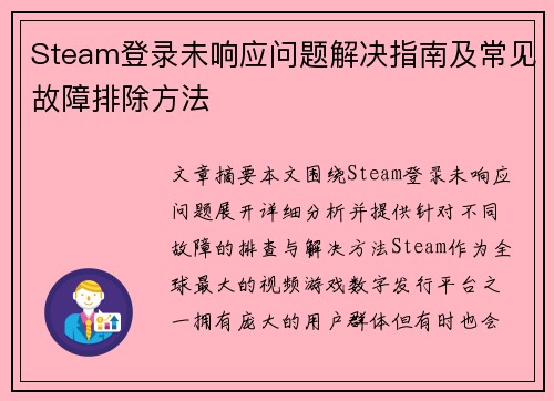 Steam登录未响应问题解决指南及常见故障排除方法